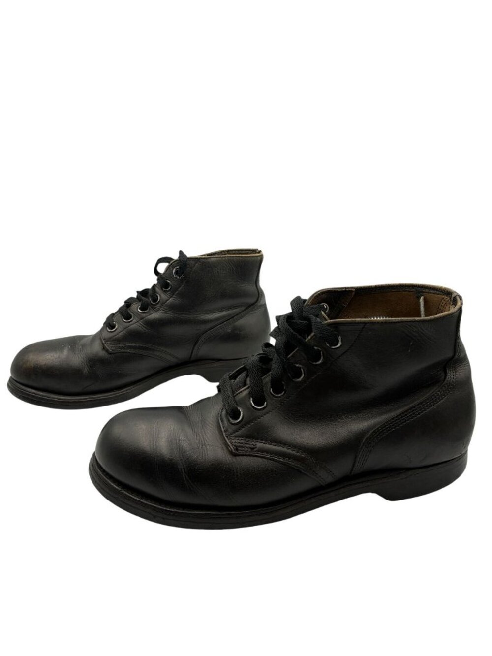 U.S. Navy 1963 Black Leather Safety-Toe Deck Boots Boondocker Vintage Mens 7B